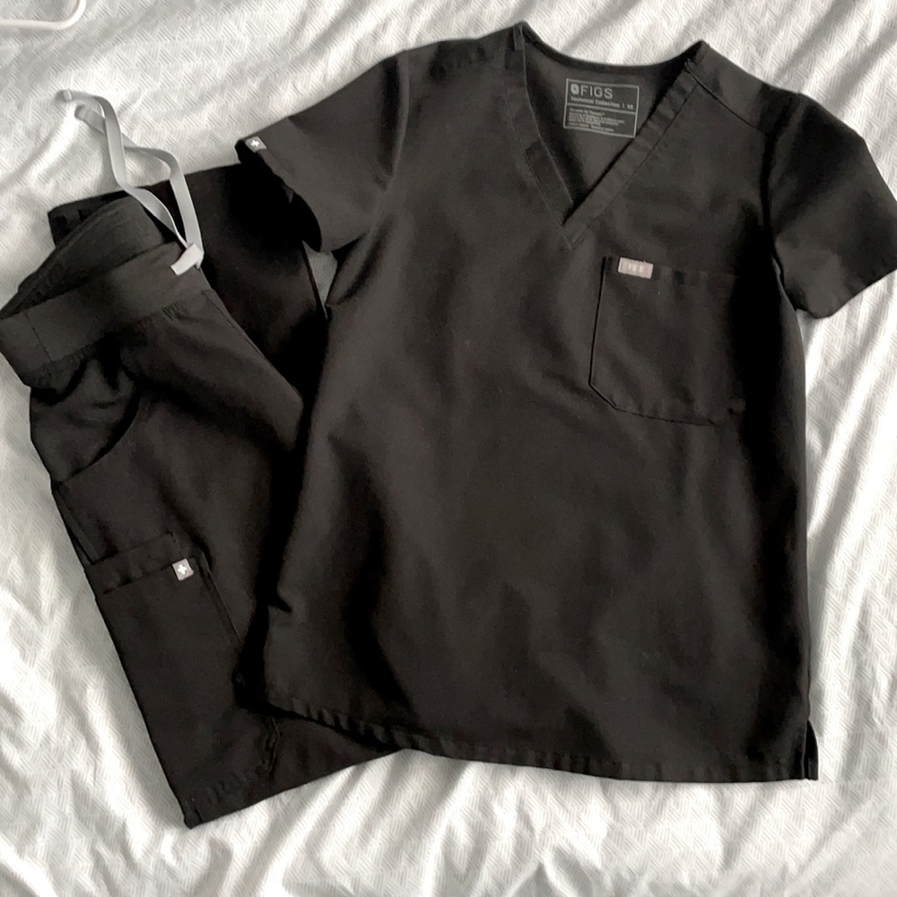 Figs Scrub Set - BLACK - Catarina XS & Kade Pants XS/T